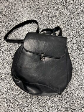 Classic Black Faux Leather Women's Backpack with Front Clasp